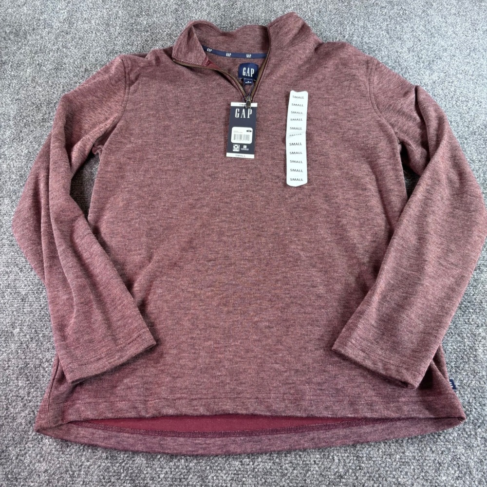 Gap Quarter Zip Pullover Mens Small Port Royale Ribbed Heathered NWT Casual